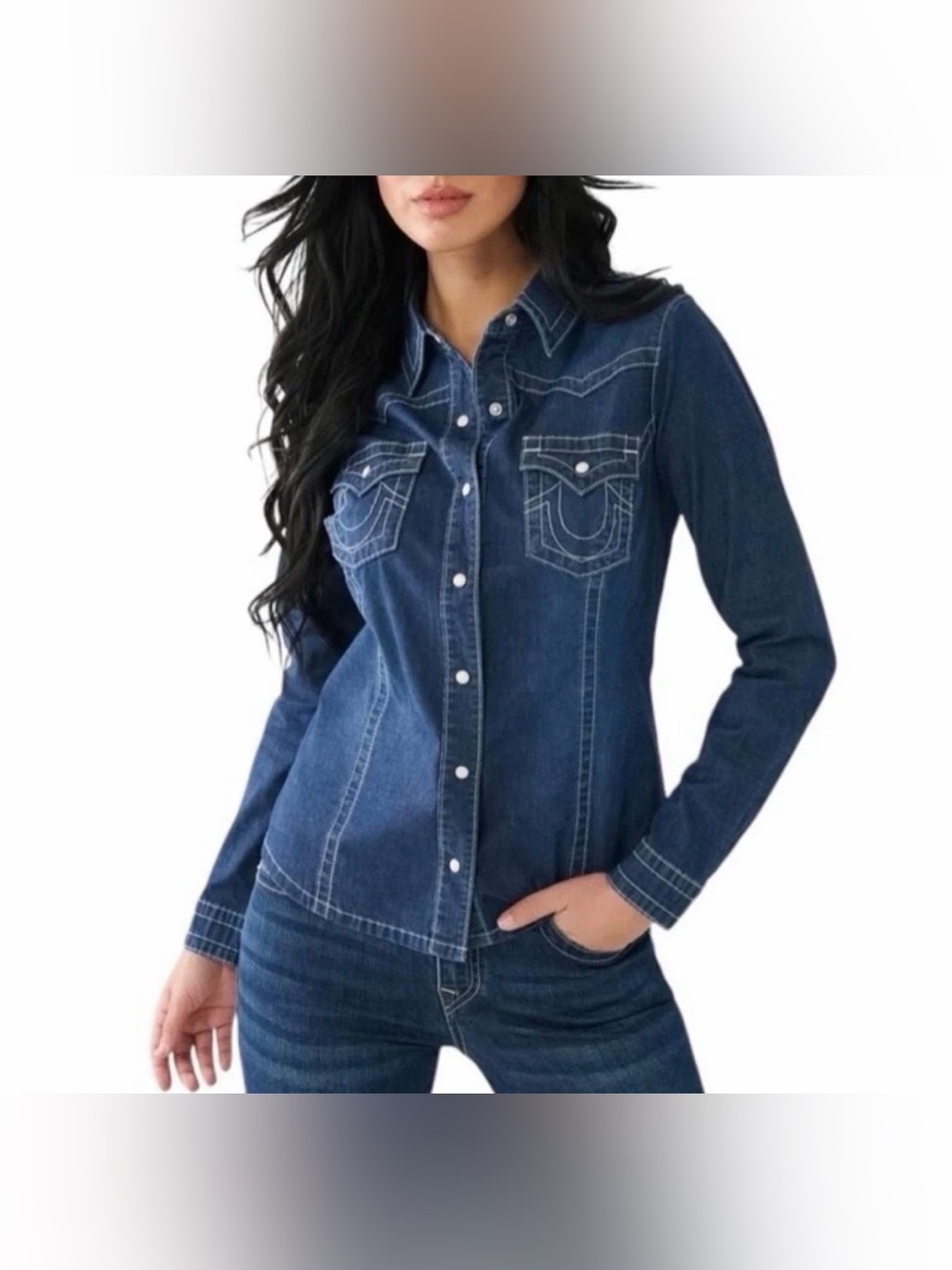 True Religion Western Style Denim Shirt Size XL